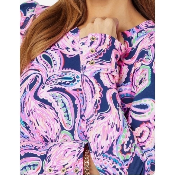 Lilly Pulitzer UPF50+ Arlene High Tide Navy Flock to The Top Dress Sz S EUC - Picture 3 of 11